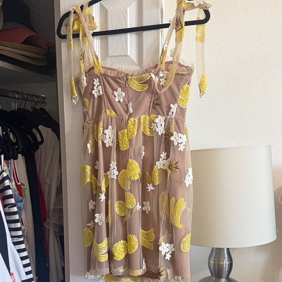 For Love And Lemons Brown Dress with Yellow and White Floral Accents - Picture 4 of 4